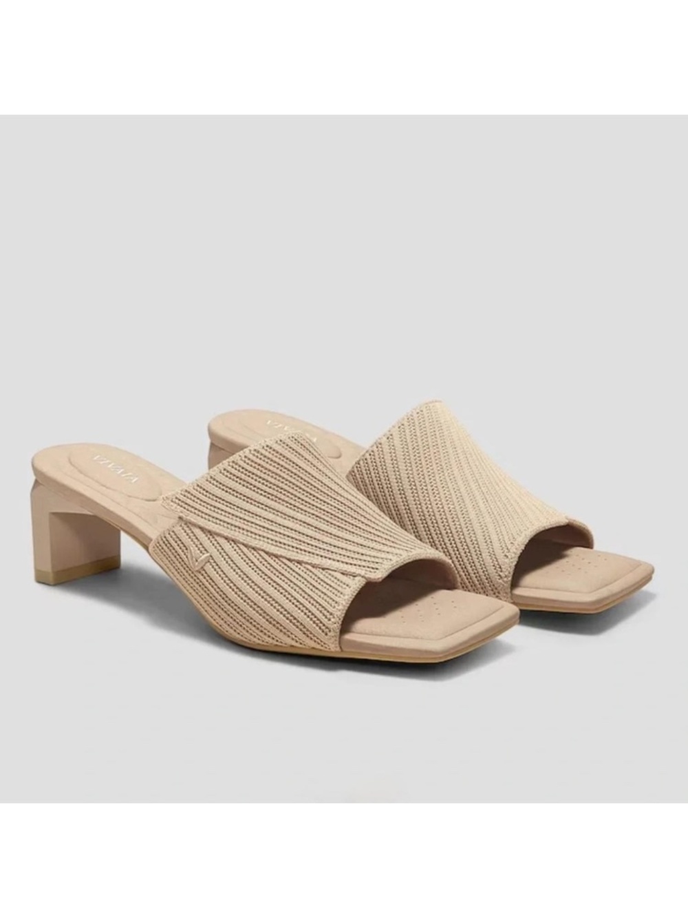 VIVAIA Jade Square-Toe Block Heel Slides